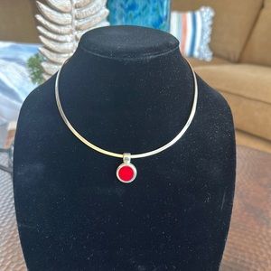 925 Sterling Silver Red Enamel Pendant